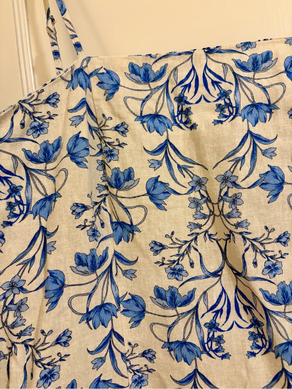 1.STATE Blue White Floral Linen Blend Maxi Dress with Pockets Size M - Picture 7 of 10